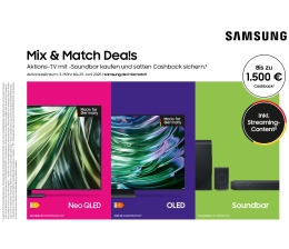Marke: Samsung Noch bis Ende Juni: Samsung-Aktion für Flat-TVs und Soundbars mit bis zu 1.500 Euro Cashback, Bild 1 Heimkino Noch bis Ende Juni: Samsung-Aktion für Flat-TVs und Soundbars mit bis zu 1.500 Euro Cashback - News, Bild 1