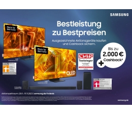 TV Noch bis zum 19. November: Cashback-Aktion von Samsung für Fernseher und Soundbars - News, Bild 1