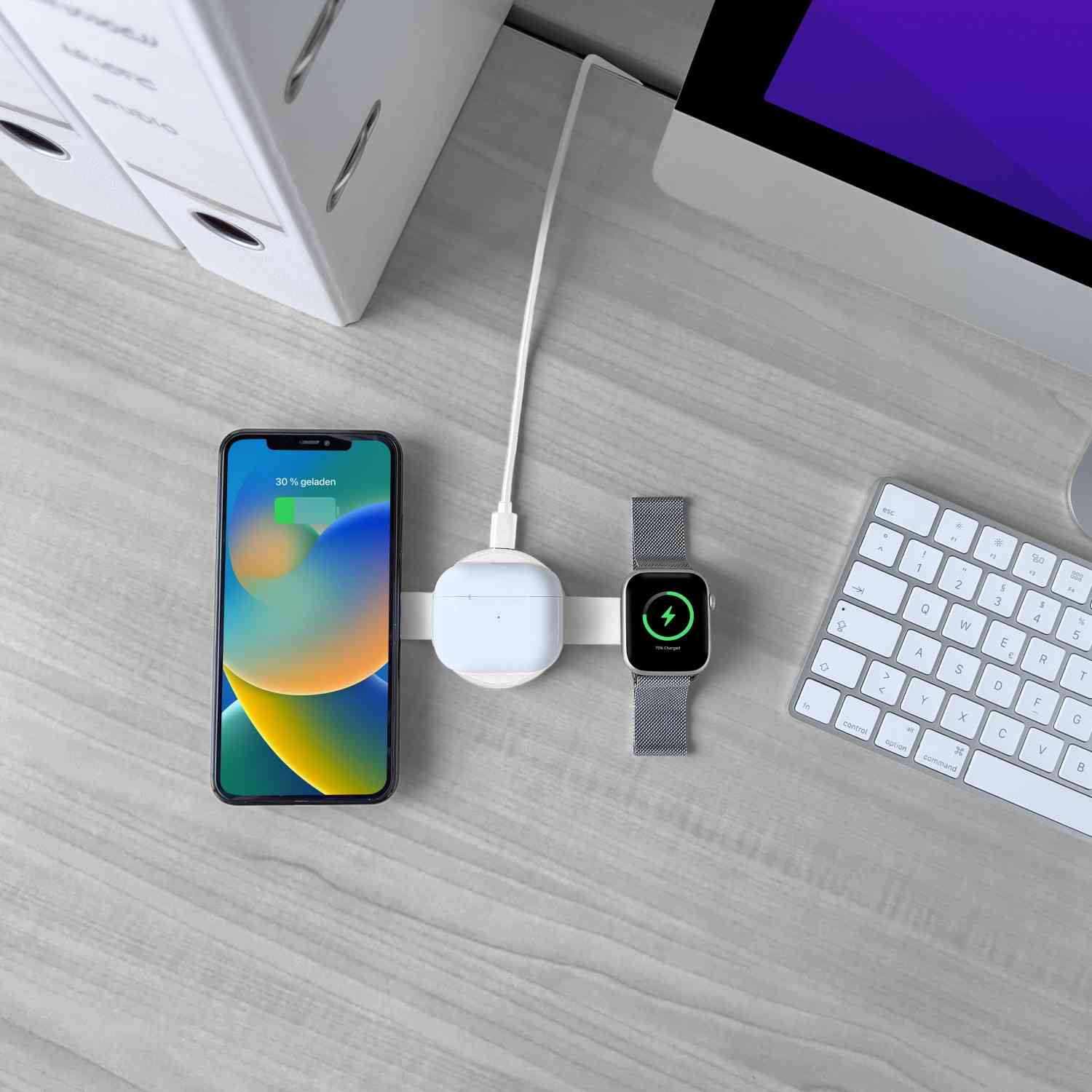 Marke: Callstel 3in1-Ladegerät für iPhone, AirPods und Apple Watch mit MagSafe-Technologie, Bild 1 mobile Devices 3in1-Ladegerät für iPhone, AirPods und Apple Watch mit MagSafe-Technologie - News, Bild 1