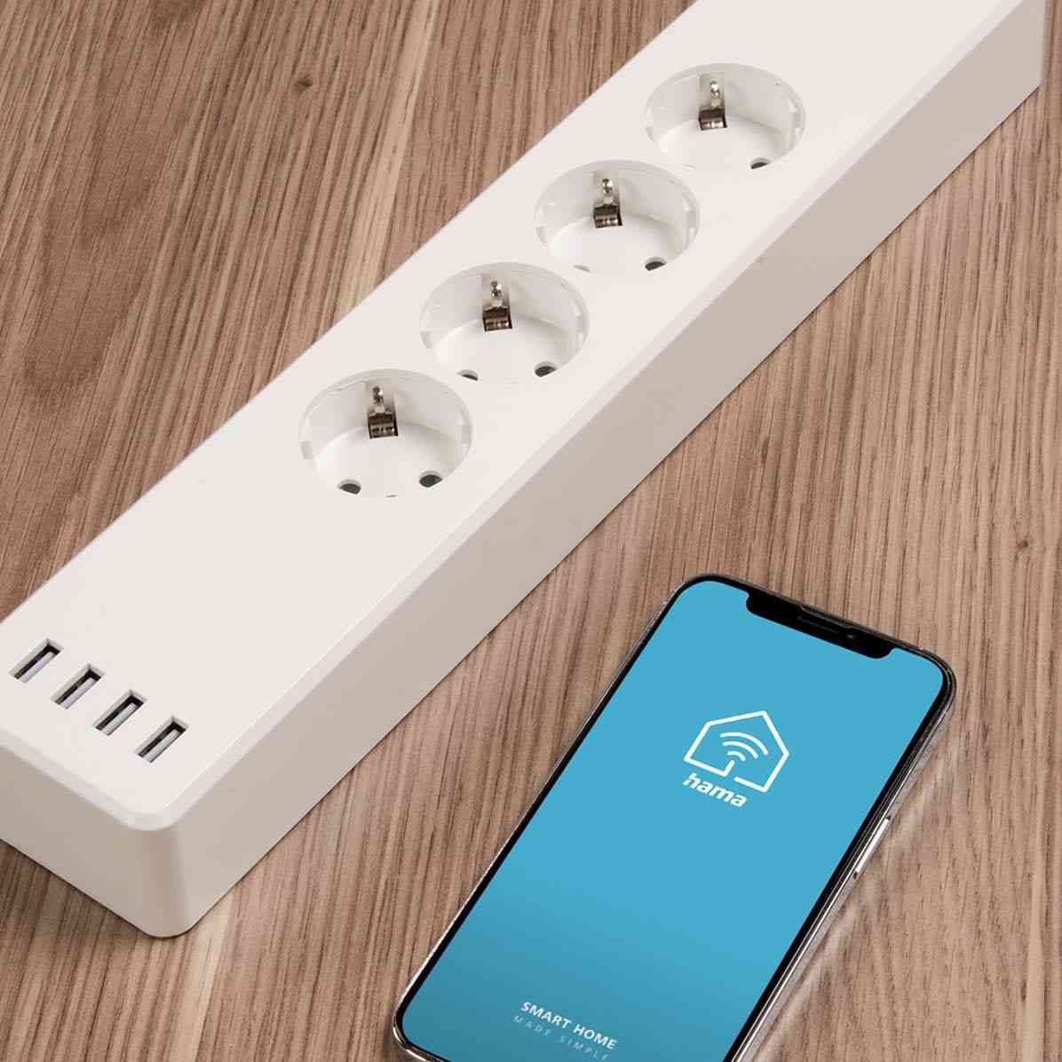 Marke: Hama Intelligente Steckdosenleiste von Hama mit vier WLAN-Steckdosen, Bild 1 Smart Home Intelligente Steckdosenleiste von Hama mit vier WLAN-Steckdosen - News, Bild 1