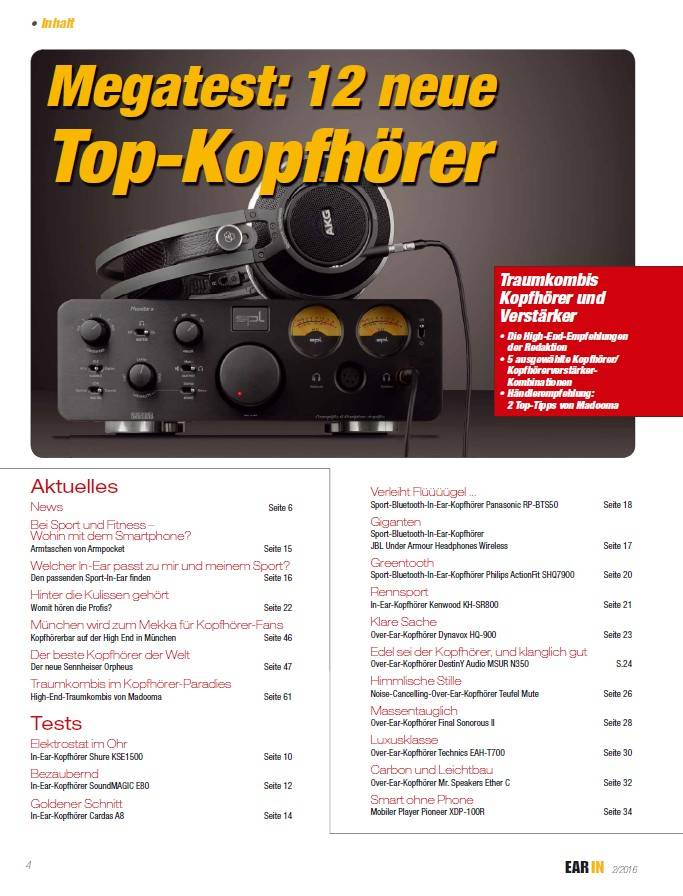 HiFi 12 neue Top-Kopfhörer und mobiler Spitzenklang: Die „EAR IN“ 2/2016 ist da - News, Bild 2