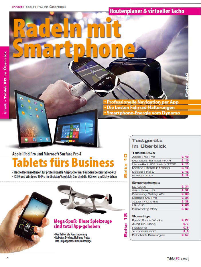 mobile Devices Neue „Tablet PC“: Radeln mit Smartphone, XXL-Kaufberatung, Apple iPad Pro & Microsoft Surface Pro 4 im Test - News, Bild 2