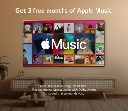 Marke: LG Jetzt für drei Monate gratis: Apple Music mit Dolby Atmos auf Smart-TVs von LG, Bild 1 TV Jetzt für drei Monate gratis: Apple Music mit Dolby Atmos auf Smart-TVs von LG - News, Bild 1
