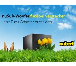 Marke: Nubert Nubert-Frühjahrsaktion: nuSub Woofer flexibel verstecken – Funkadapter gratis zu jedem Subwoofer, Bild 1 HiFi Nubert-Frühjahrsaktion: nuSub Woofer flexibel verstecken – Funkadapter gratis zu jedem Subwoofer - News, Bild 1