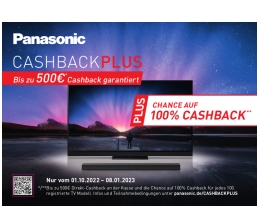 Marke: Panasonic Noch bis Januar: Bis zu 500 Euro Direkt-Cashback bei Kauf von Panasonic-TV oder -Soundbar, Bild 1 TV Noch bis Januar: Bis zu 500 Euro Direkt-Cashback bei Kauf von Panasonic-TV oder -Soundbar - News, Bild 1