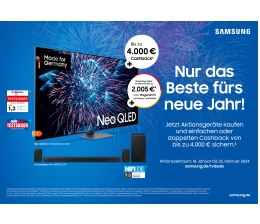 Marke: Samsung Am Sonntag ist Schluss: Cashback-Aktion von Samsung für Fernseher und Soundbars, Bild 1 Heimkino Am Sonntag ist Schluss: Cashback-Aktion von Samsung für Fernseher und Soundbars - News, Bild 1