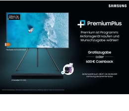 Samsung Bis zum 4. August: PremiumPlus-Aktion von Samsung für Lifestyle-TVs und Premium-Soundbars, Bild 1 Heimkino Bis zum 4. August: PremiumPlus-Aktion von Samsung für Lifestyle-TVs und Premium-Soundbars - News, Bild 1