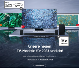 Marke: Samsung Bis zum 14. Mai: Samsungs Pre-Order-Aktion für Smart-TVs und Soundbars vor dem Ende, Bild 1 TV Bis zum 14. Mai: Samsungs Pre-Order-Aktion für Smart-TVs und Soundbars vor dem Ende - News, Bild 1