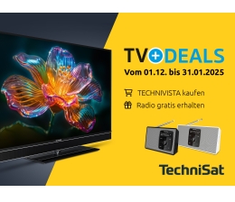 Marke: TechniSat Bis zum 31. Januar: Technisat legt bei TV-Kauf Digitalradio ohne Aufpreis dazu, Bild 1 TV Bis zum 31. Januar: Technisat legt bei TV-Kauf Digitalradio ohne Aufpreis dazu - News, Bild 1