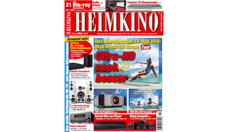 Heimkino „HEIMKINO“ 2/2016: Brandneue Fernseher und Projektoren mit HDR im Test, Bild 1 Heimkino „HEIMKINO“ 2/2016: Brandneue Fernseher und Projektoren mit HDR im Test - News, Bild 1