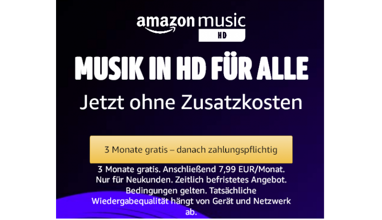 HiFi Amazon Music HD ab sofort für alle Abonnenten von Amazon Music Unlimited , Bild 1 HiFi Amazon Music HD ab sofort für alle Abonnenten von Amazon Music Unlimited - News, Bild 1