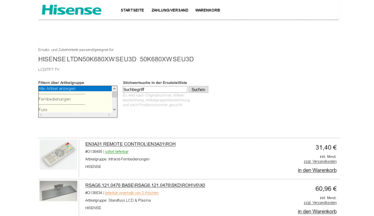 Hisense Ersatzteile für Flat-TVs per Mausklick: Hisense mit neuem Online-Shop, Bild 1 Heimkino Ersatzteile für Flat-TVs per Mausklick: Hisense mit neuem Online-Shop - News, Bild 1