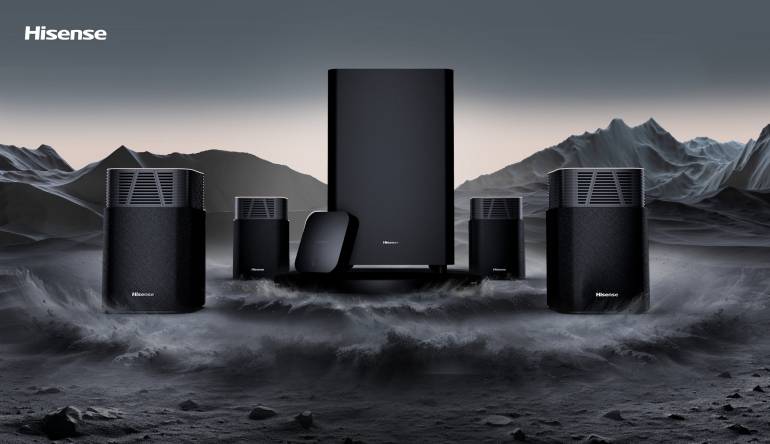 Marke: Hisense Neues 3D-Soundsystem von Hisense - Vier Satellitenlautsprecher und Subwoofer, Bild 1 HiFi Neues 3D-Soundsystem von Hisense - Vier Satellitenlautsprecher und Subwoofer - News, Bild 1