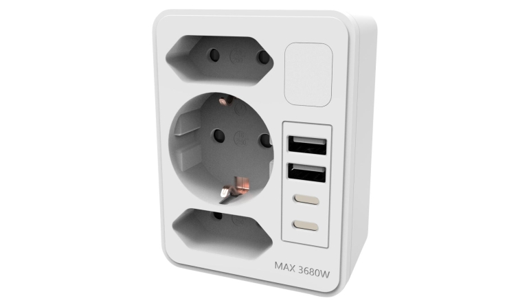 Marke: Revolt 8in1-Mehrfach-Steckdosen-Adapter mit USB-C/A, Nachtlicht und 3.680 Watt, Bild 1 Car-Media 8in1-Mehrfach-Steckdosen-Adapter mit USB-C/A, Nachtlicht und 3.680 Watt - News, Bild 1
