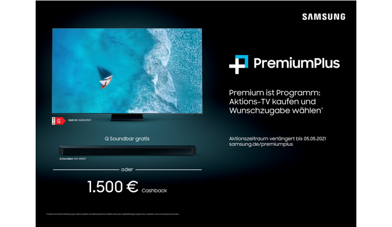 Samsung Am 5. Mai ist Schluss: Cashback-Aktion bei Samsung auf der Zielgeraden, Bild 1 TV Am 5. Mai ist Schluss: Cashback-Aktion bei Samsung auf der Zielgeraden - News, Bild 1