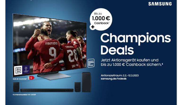 Marke: Samsung Bis zu 1.000 Euro zurück: Samsung-Aktion für Flat-TVs und Soundbars bis zum 12. März, Bild 1 TV Bis zu 1.000 Euro zurück: Samsung-Aktion für Flat-TVs und Soundbars bis zum 12. März - News, Bild 1