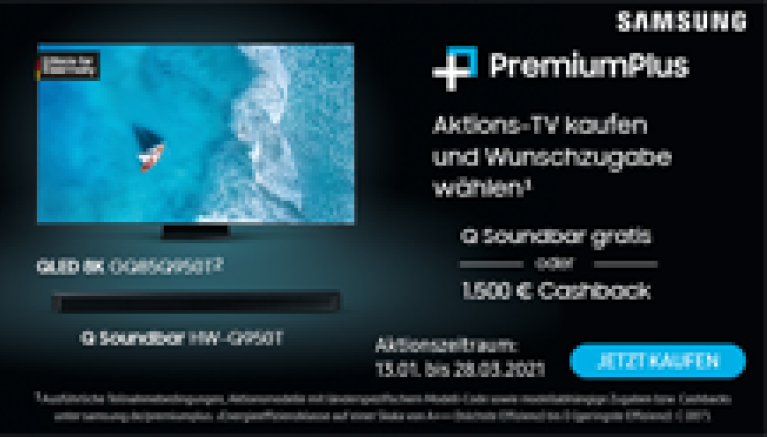 Samsung Cashback oder Soundbar bei Samsung PremiumPlus-Aktion, Bild 1 TV Cashback oder Soundbar bei Samsung PremiumPlus-Aktion - News, Bild 1