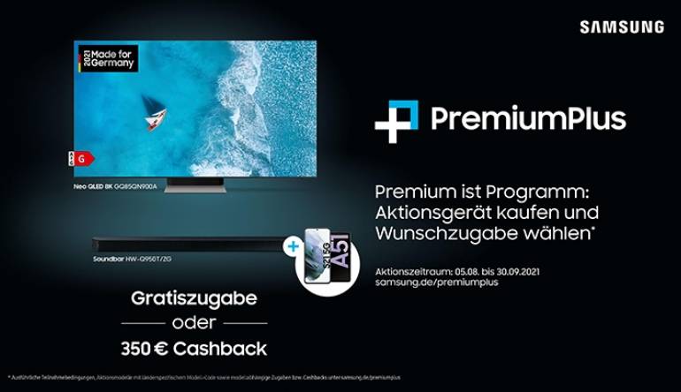 Samsung Für ausgewählte Samsung-TVs und Soundbars: Prämie oder Cashback, Bild 1 TV Für ausgewählte Samsung-TVs und Soundbars: Prämie oder Cashback - News, Bild 1