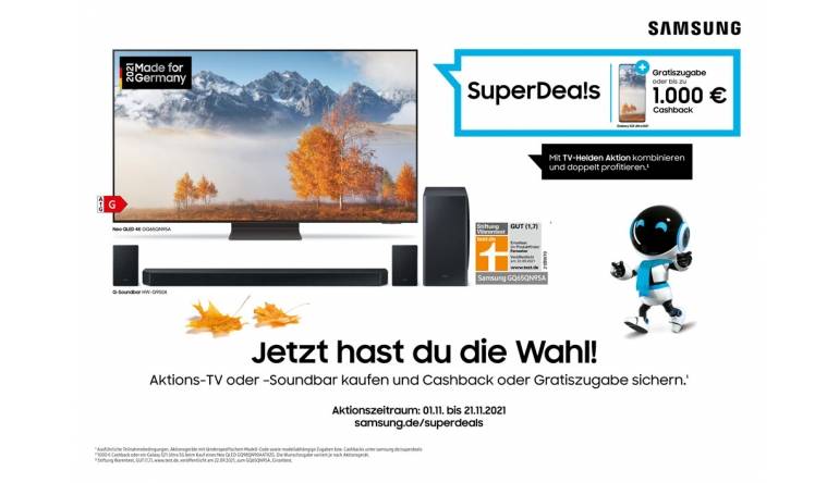 Samsung Neue Cashback-Aktion von Samsung: Bis zu 1.000 Euro zurück oder Zugabe, Bild 1 TV Neue Cashback-Aktion von Samsung: Bis zu 1.000 Euro zurück oder Zugabe - News, Bild 1