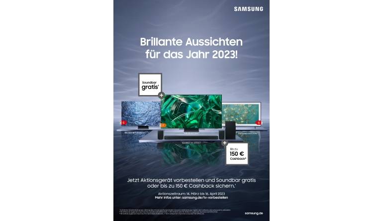 Marke: Samsung Samsung-Aktion: Cashback oder Gratis-Soundbar beim Kauf von 2023er-Modellen, Bild 1 TV Samsung-Aktion: Cashback oder Gratis-Soundbar beim Kauf von 2023er-Modellen - News, Bild 1