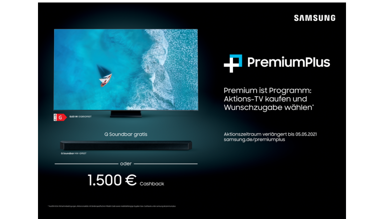 Samsung Samsung verlängert PremiumPlus Aktion bis in den Mai, Bild 1 TV Samsung verlängert PremiumPlus Aktion bis in den Mai - News, Bild 1