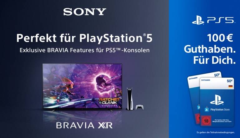 Sony Bis zum 16. Januar: 100 Euro PlayStation Store Codes beim Kauf eines Bravia XR-Fernsehers von Sony, Bild 1 TV Bis zum 16. Januar: 100 Euro PlayStation Store Codes beim Kauf eines Bravia XR-Fernsehers von Sony - News, Bild 1