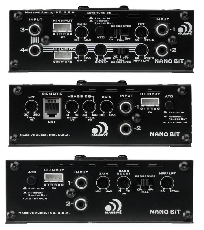 Serientest: Massive Audio Nano Bit B2, Massive Audio Nano Bit BX2, Massive Audio Nano Bit BX4, Bild 2 Car-HiFi Endstufe Mono Massive Audio Nano Bit B2, Massive Audio Nano Bit BX2, Massive Audio Nano Bit BX4 im Test , Bild 2