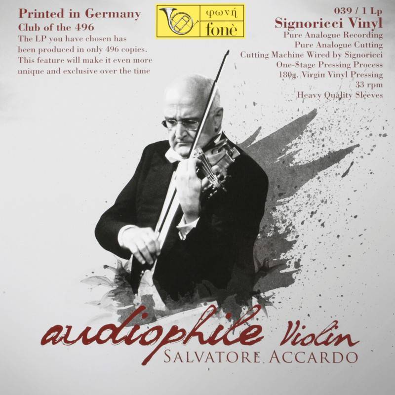 Diverse: Audiophile Violin Salvatore Accardo: Diverse: Audiophile Violin Salvatore Accardo (Fonè), Bild 1 Schallplatte Diverse: Audiophile Violin Salvatore Accardo (Fonè) im Test, Bild 1