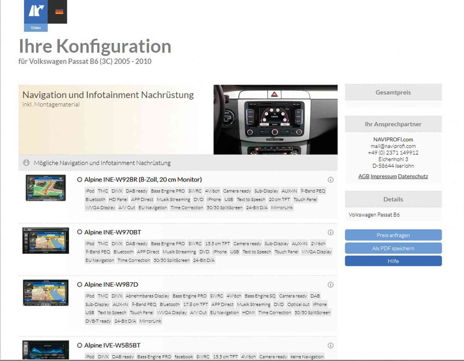 Der Konfigurator: Naviprofi Konfigurator, Bild 2 Car-Hifi sonstiges Naviprofi Konfigurator im Test, Bild 2