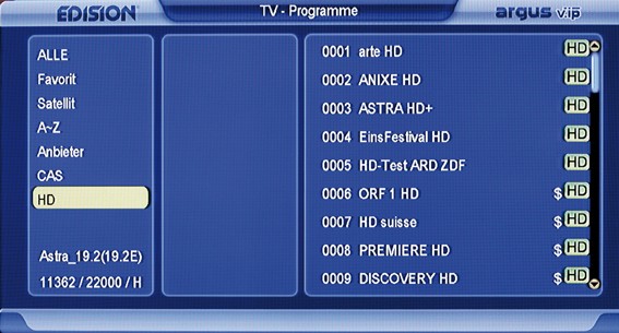 Großflächiger HDTV-Start: Edision Argus vip, Bild 6 Sat Receiver ohne Festplatte Edision Argus vip im Test, Bild 6
