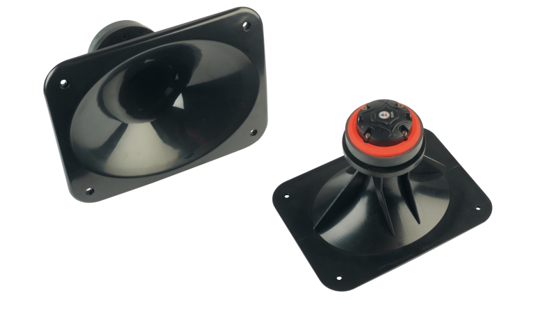 Einzelchassistest: Redcatt 140FCDX4 mit ABS Horn: Redcatt 140FCDX4 mit ABS Horn, Bild 1 Lautsprecherchassis Hochtöner Redcatt 140FCDX4 mit ABS Horn im Test, Bild 1