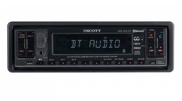 Musik hören und Telefonieren über Bluetooth: Scott XRB300RC, Bild 1 1-DIN-Autoradios Scott XRB300RC im Test, Bild 1